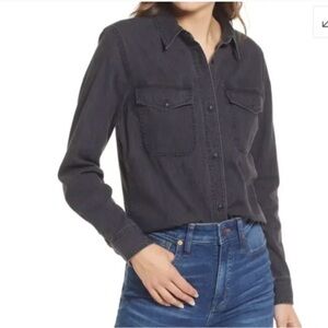 Madewell Charcoal Button-Up Shirt medium